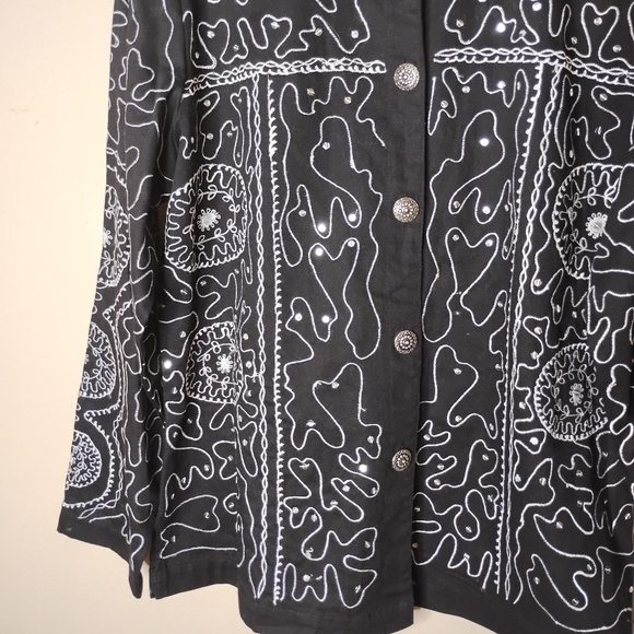 Choices Embroidered Jacket Size S Casual Chic Artsy Everyday Layer - Picture 3 of 9